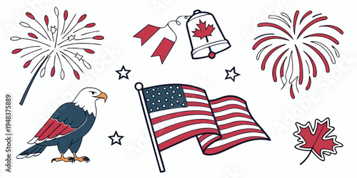 patriotic american symbols and fireworks Vector