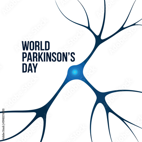 World Parkinsons Day with Neuron Symbol for Awareness