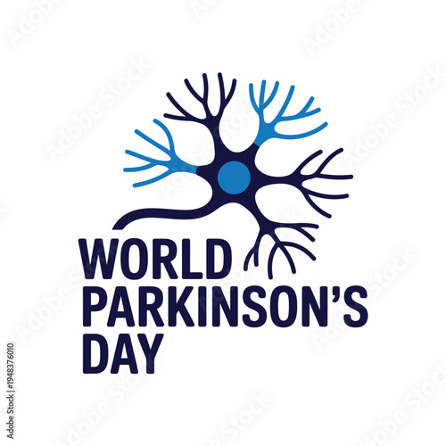 World Parkinsons Day with Neuron Symbol for Awareness