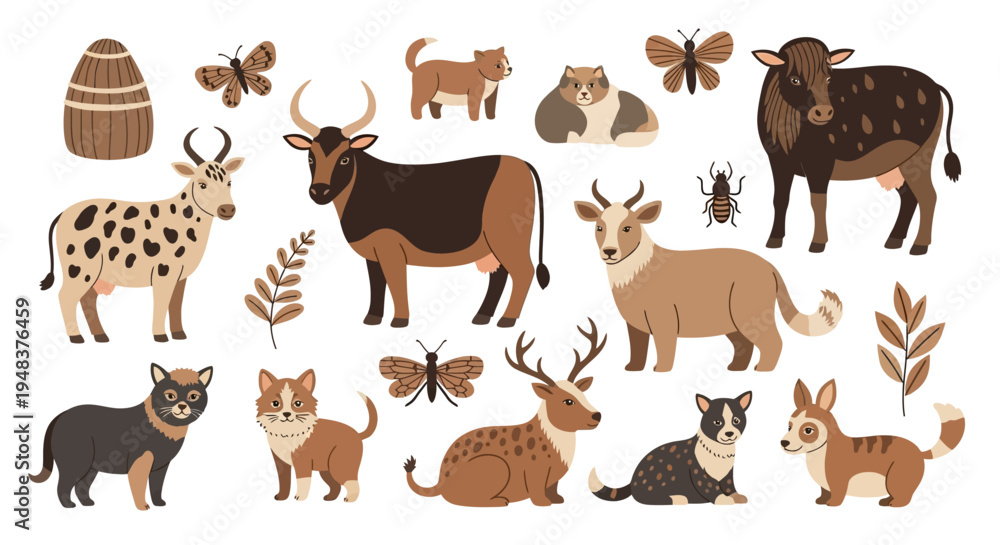 Obraz premium Collection of various animals and insects.