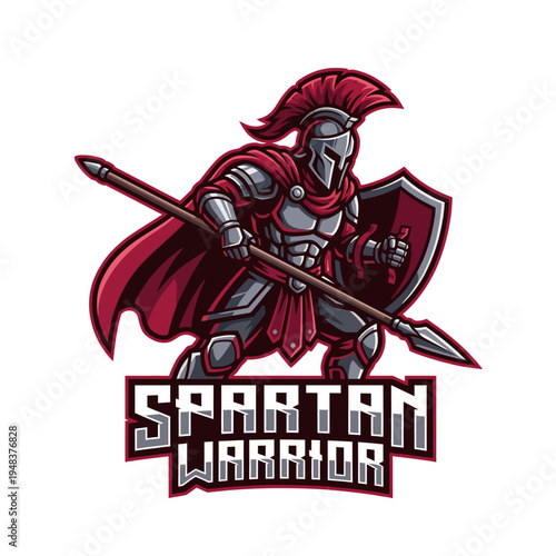 A robust and striking illustration of a Spartan warrior in full armor, poised with a spear and shield, suitable for historical references, gaming, or martial arts designs.
