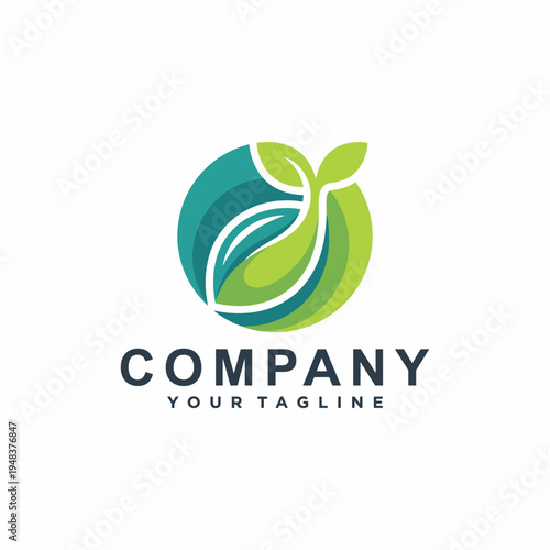 A harmonious logo design combining a leaf and water symbol, representing growth and sustainability, perfect for businesses focused on eco-friendly initiatives or natural products.