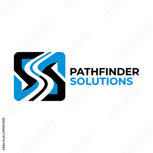 A contemporary logo design for Pathfinder Solutions featuring unique paths and a sleek font, representing innovation, direction, and problem-solving in business.