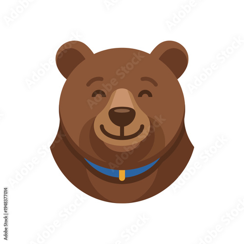 This cheerful cartoon bear face design has a friendly smile and invites warmth and joy, perfect for children's themes and playful branding on various products.