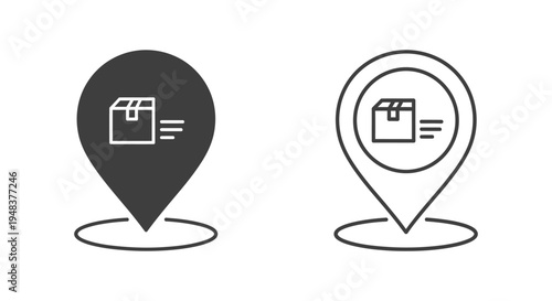 Delivery location marker vector graphic illustrating fast package tracking services and mapping pinpoint