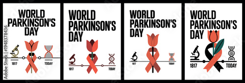 World Parkinson's Day Ribbon and Medical Research Design for Awareness