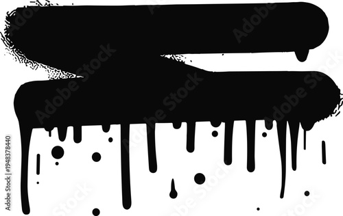 Black paint drip and streak in a horizontal shape for minimalistic and creative design projectsBlack paint drip and streak in a horizontal shape for minimalistic and creative design projects