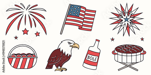 american symbols and food for fourth of july celebration Vector