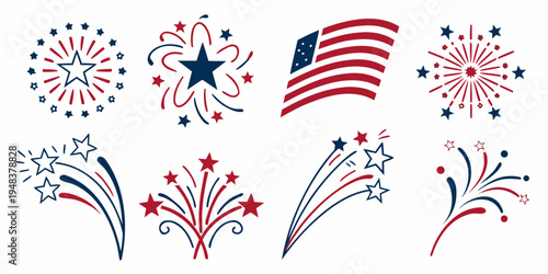 patriotic firework designs with american flag Vector