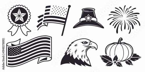 american symbols including eagle and flag Vector