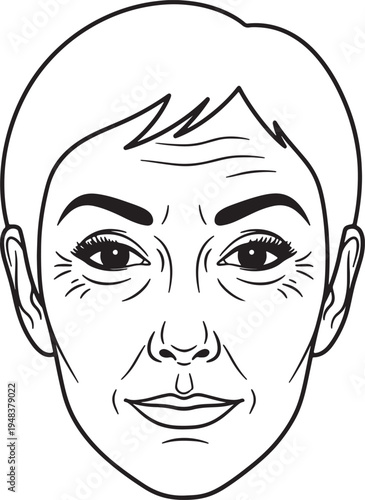 Black and white line of a human face also transparent background line human face facial eyes nose mouth