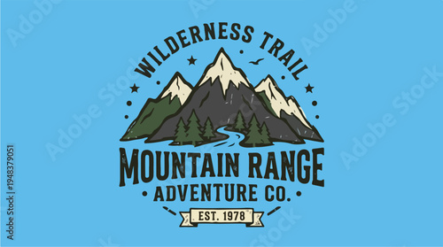 Mountain Range Adventure Co Wilderness Trail Logo Design.