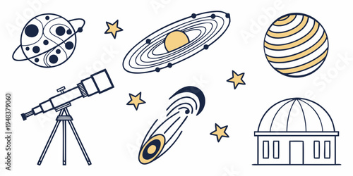 astronomy symbols and objects for educational purposes Vector