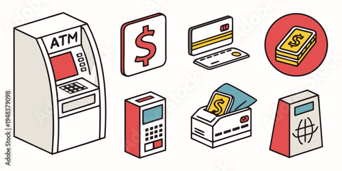 a collection of payment and banking icons Vector