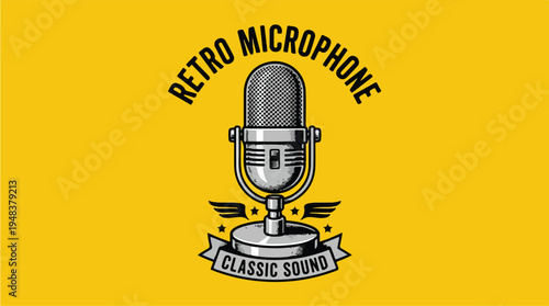 Retro Microphone Classic Sound Vintage Audio Equipment.