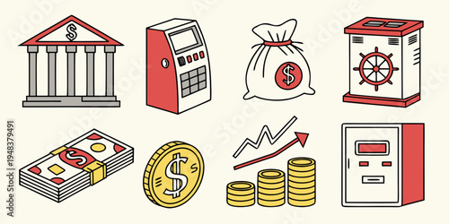 a collection of banking and finance icons Vector