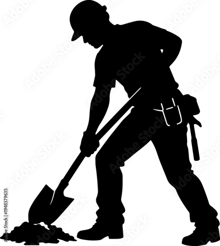 silhouette of a Labor in black and white silhouette vector with transparent background  