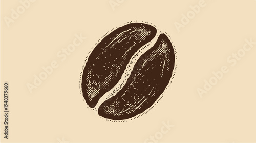 Single coffee bean closeup handdrawn illustration.