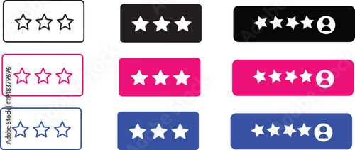 Collection of star rating icons in various colors and styles