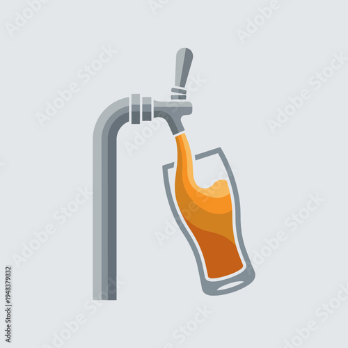 A refreshing glass of craft beer is being poured from a stylish tap, showcasing a vibrant golden color perfect for any gathering and celebration.