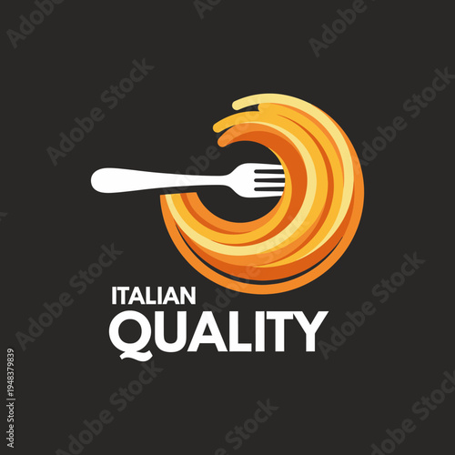 An elegant display of Italian pasta, depicted with a fork, symbolizing quality food and culinary excellence, perfect for enticing food lovers around the world.