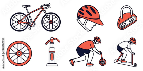 a collection of cycling and safety items Vector