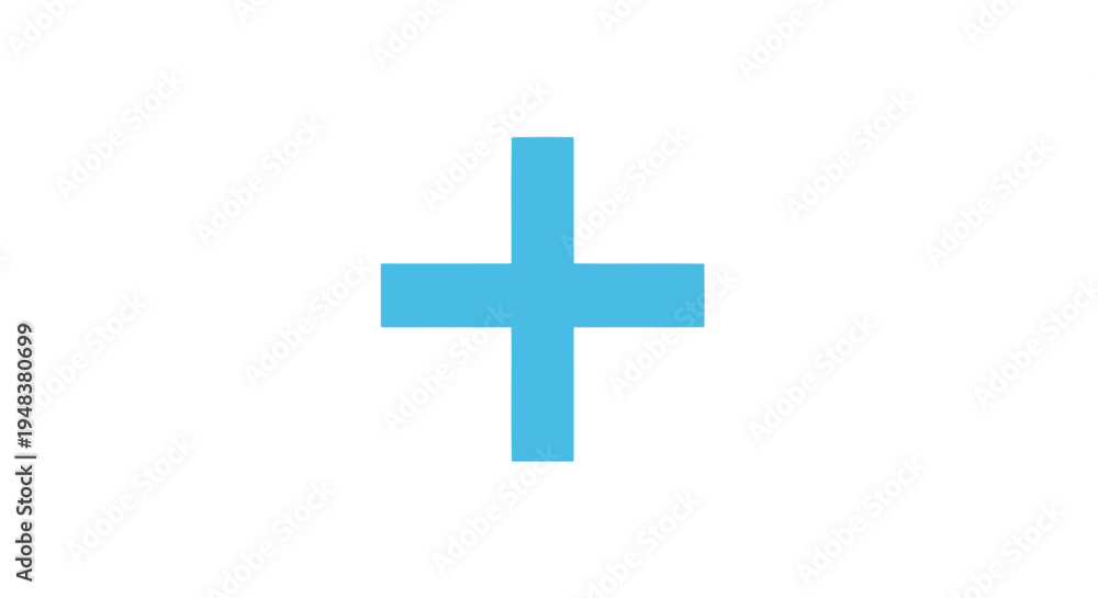 Obraz premium A simple blue plus sign on a white background as a vector graphic