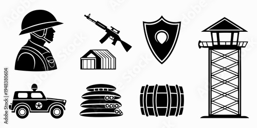 prison guard and related icons Vector