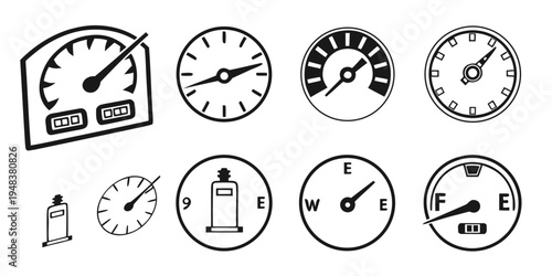 a collection of various car dashboard gauges and dials Vector