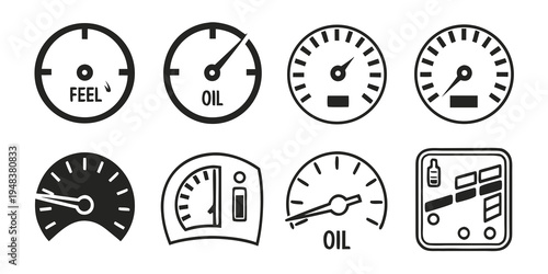 a collection of car dashboard gauges and dials Vector