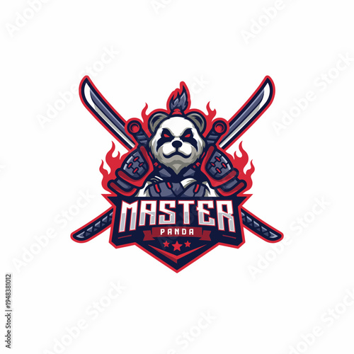 This striking image features a fierce panda wielding swords, surrounded by flames, perfect for showcasing strength and mastery in a fun, engaging style aimed at youth.