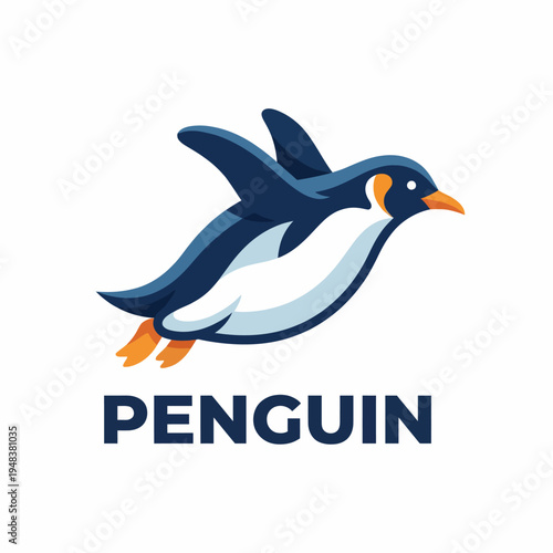 This delightful illustration showcases a colorful penguin in mid-flight, embodying joy and playfulness, ideal for creative projects that celebrate happiness and optimism.