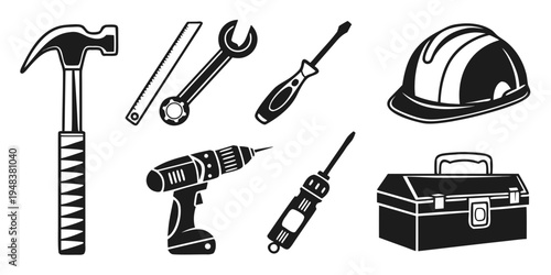 a collection of tools for construction and repair Vector