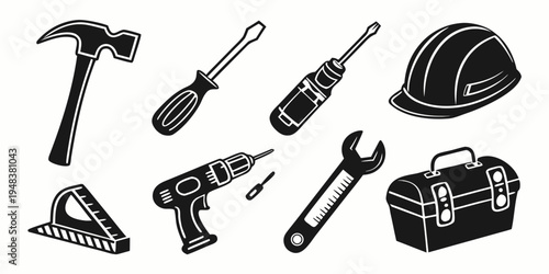 a collection of tools for construction and repair Vector