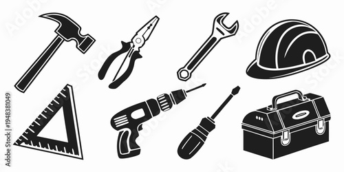 a collection of tools for construction and repair Vector