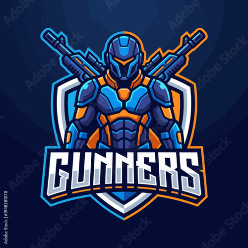 This striking logo features a futuristic soldier design, ideal for gaming teams and esports organizations, embodying strength, strategy, and competitive spirit.