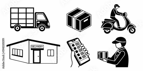 logistics and delivery icons Vector