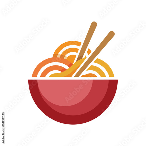 This image showcases a vibrant bowl of noodles with chopsticks, celebrating culinary culture, delicious flavors, and the joy of food in an artistic and modern presentation.