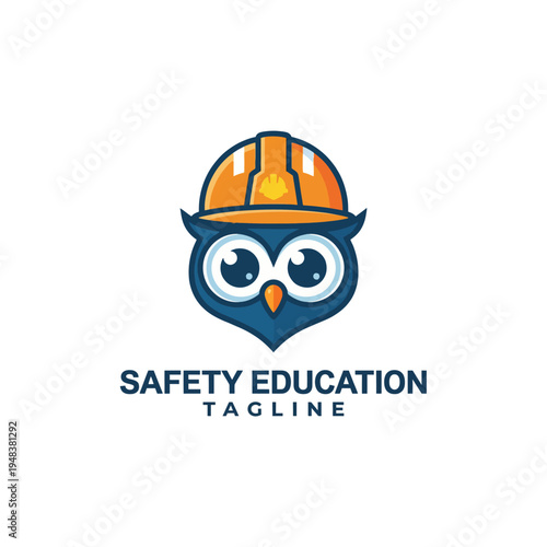This logo features an owl wearing a hard hat, symbolizing safety education and awareness, aiming to teach individuals about workplace safety and precautionary measures.