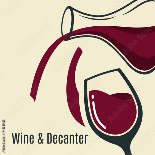 This image features a sleek wine decanter pouring wine into a glass, emphasizing elegance and sophistication in wine enjoyment and presentation.