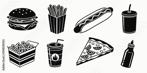 a collection of fast food items Vector