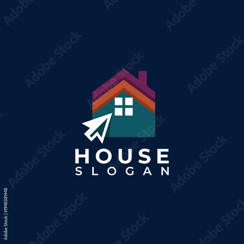 This image creatively represents a house logo with an arrow, symbolizing real estate services, guidance in home buying, and modern living aspirations.