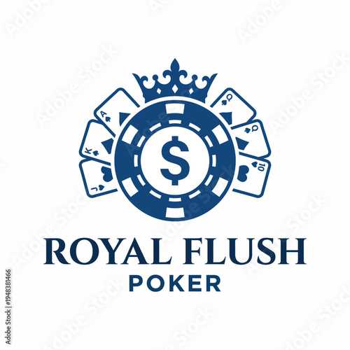 A captivating logo showcasing a royal flush poker hand, designed with elegance and style, perfect for casinos, gaming brands, and poker enthusiasts.