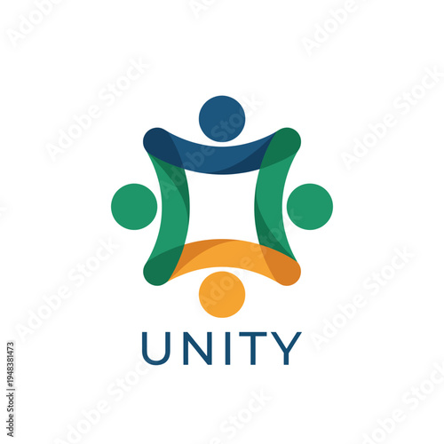 An abstract logo showcasing interconnected shapes that symbolize unity and collaboration, perfect for organizations focused on community building and social values.