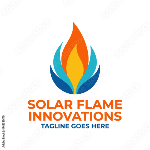 A vibrant logo showcasing a stylized flame, representing innovation in solar energy, perfectly tailored for modern businesses in sustainability and technology.