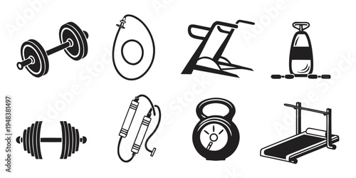 a collection of fitness equipment icons Vector