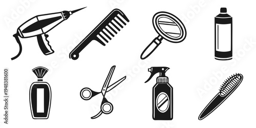 hairdressing tools and equipment for styling Vector
