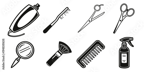 a collection of hairdressing tools and equipment Vector