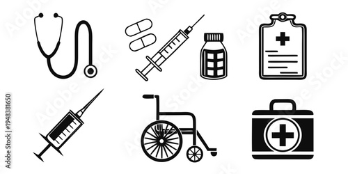 medical equipment and symbols Vector