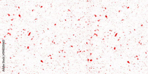 Red blood splatter particles abstract confetti dust texture on white background